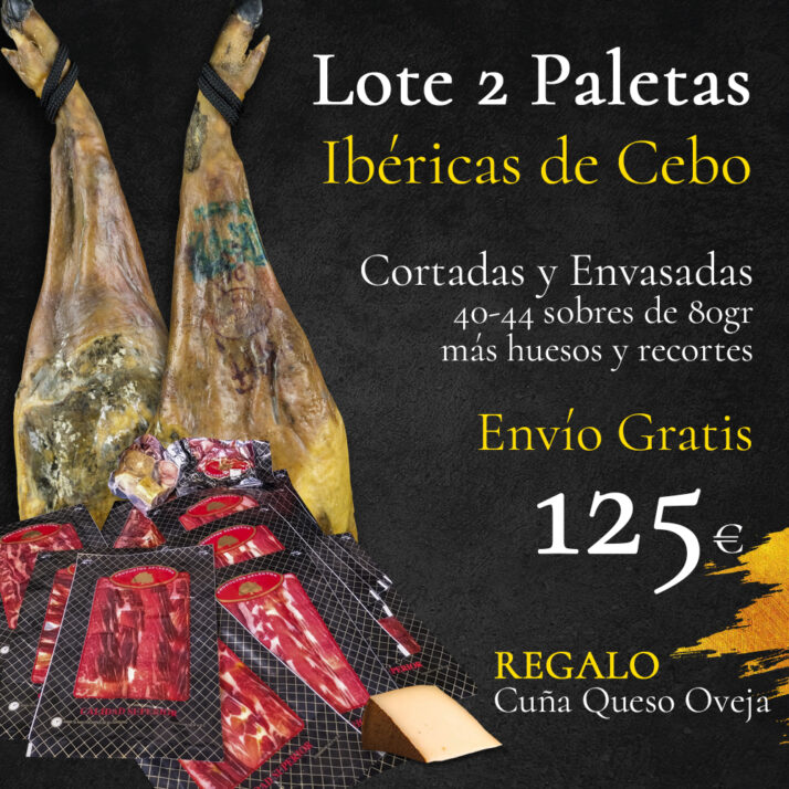 Lote 2 Paletas Ibéricas de Cebo + Regalo cuña Queso Oveja