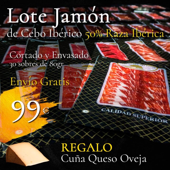 Lote Jamón de Cebo Ibérico 50% Raza Ibérica + cuña queso