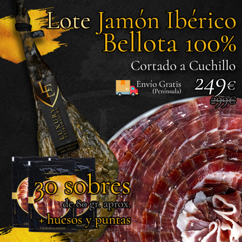 Lote Jamón Ibérico de Bellota 100% Cortado a Cuchillo