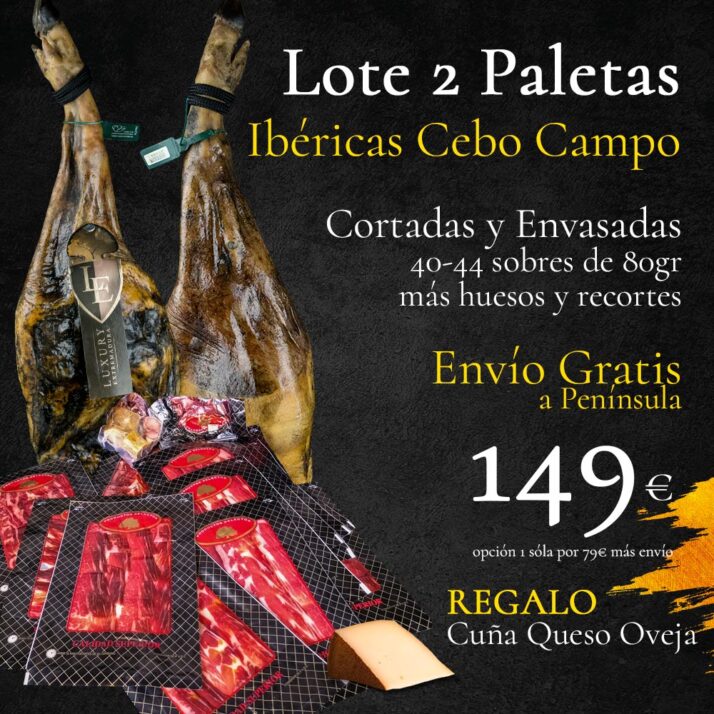 Lote 2 Paletas Ibéricas de Cebo Campo + Regalo cuña Queso Oveja