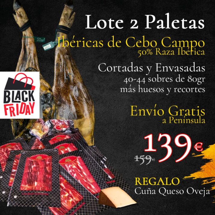 Lote 2 Paletas Ibéricas de Cebo Campo + Regalo cuña Queso Oveja