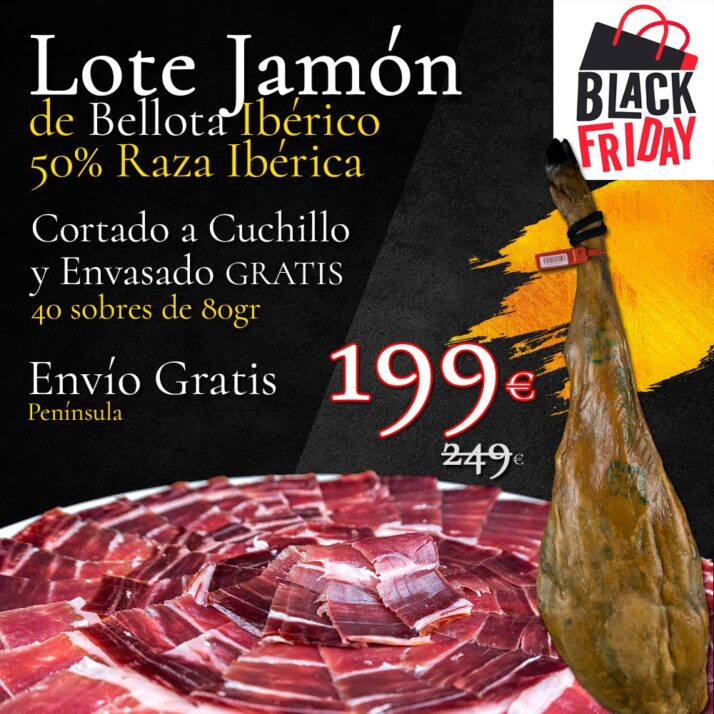 Lote Jamón de Bellota Ibérico 50% Raza Ibérica Cortado a Cuchillo