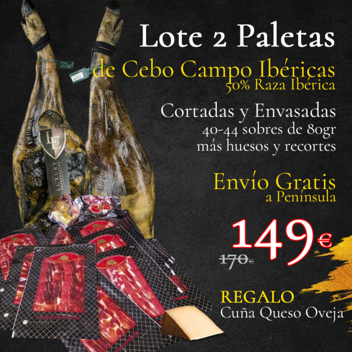 Lote 2 Paletas de Cebo Campo Ibéricas 50% Raza Ibérica + Regalo cuña Queso Oveja