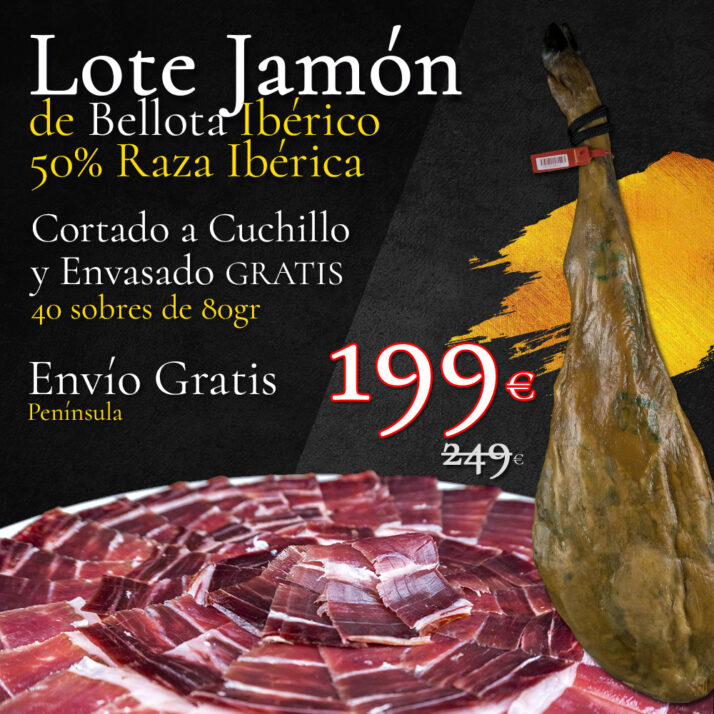 Lote Jamón de Bellota Ibérico 50% Raza Ibérica Cortado a Cuchillo